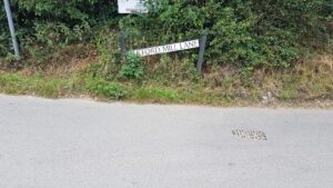 Bulford Mill Lane name sign BEFORE
